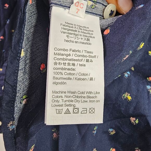 4/$35 NWT J Crew Secret Wash Navy Cotton Poplin Printed Shirt - Picture 4 of 13